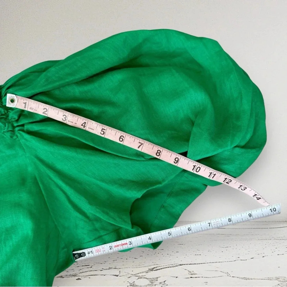 NWT MACKENZIEMODE Puff Sleeve Tiered Maxi Dress in Emerald Size 8 - Picture 13 of 16